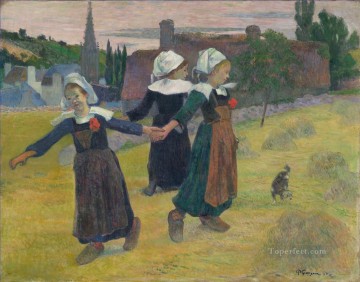 ポール・ゴーギャン Painting - ポン・タヴァンを踊るブルターニュの少女たち ポスト印象派 原始主義 ポール・ゴーギャン